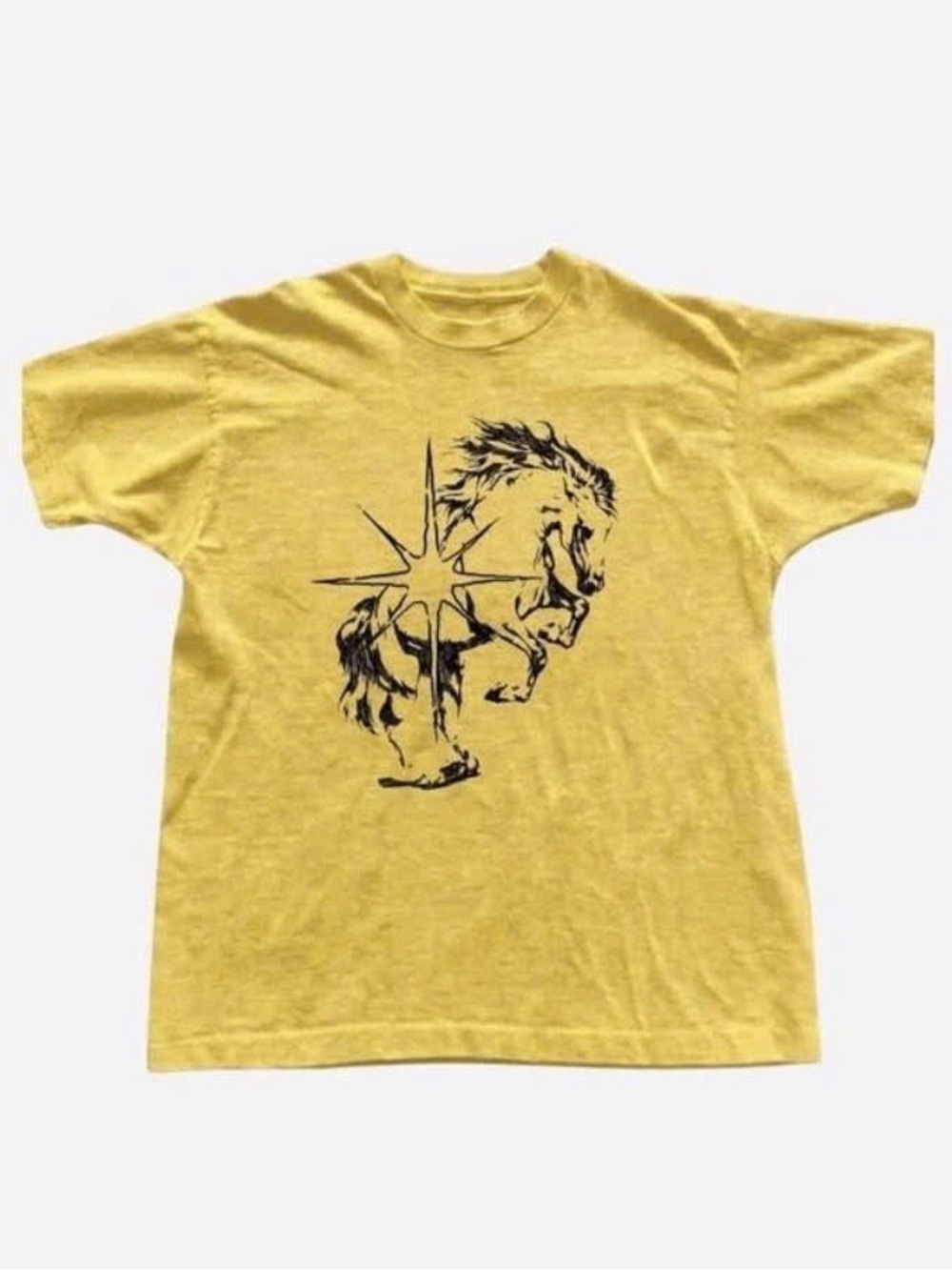 Yellow Graphic Horse Crewneck T-Shirt